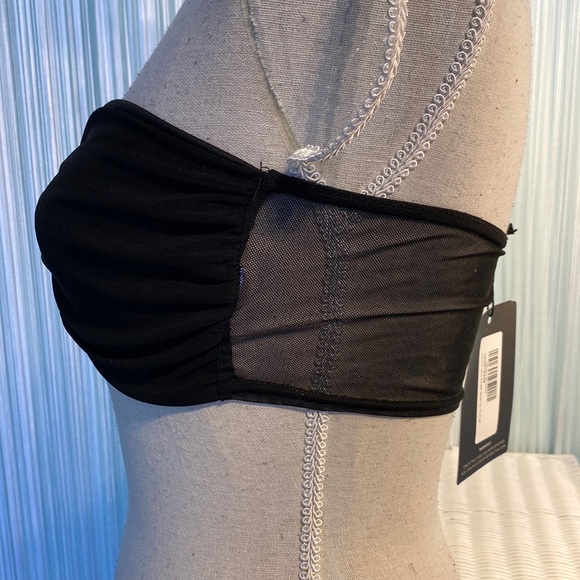 Pretty Little Thing Black Mesh Ring Detail Bandeau Top Size 6 NWT - Picture 5 of 17